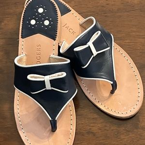 Jack Rogers Navy Blue and White Bow Sandals Size 9